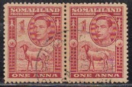 Used Pair, Somaliland Protectorate 1938, One Anna King George VI, Sheep, Farm Animal (sample Image) - Somaliland (Herrschaft ...-1959)