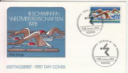 27451- SWIMMING, WORLD CHAMPIONSHIP, COVER FDC, 1978, GERMANY - Swimming