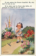 ENFANTS - LITTLE GIRL - Jolie Carte Fantaisie Fillette Petite Jardinière Et Fleurs "If Rain Make.. Signée DONALD MC GILL - Mc Gill, Donald