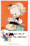 ENFANTS - LITTLE GIRL - FACTEUR -  Jolie Carte Fantaisie Fillette "Meet Me At The Corner" Signée MABEL LUCIE ATTWELL - Attwell, M. L.