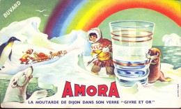 Buvard Vloeipapier Reclame Moutarde De Dijon Amora - Eskimo - Mosterd