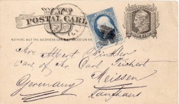 ETATS UNIS ENTIER POSTAL POUR L'ALLEMAGNE 1883 - ...-1900