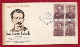 ARGENTINA 1942 DECORATED FDC (Personalities, José Manuel Estrada, Writer, Politician, Catolicism, Indigenous Plant) - Covers & Documents