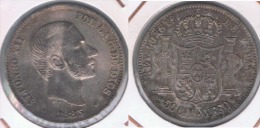 ESPAÑA FILIPINAS ALFONSO XII 50 CENTAVOS PESO 1885 PLATA SILVER Y - Filippine