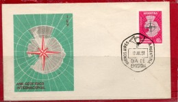 ARGENTINA 1958 DECORATED FDC (International Geophysical Year, Maps, Antartida, Antartic, Stars, Music, French Horn) - Lettres & Documents