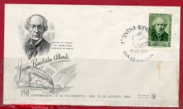 ARGENTINA 1960 DECORATED FDC (Personalities, Juan Bautista Alberdi, Politician, Lawyer, Writer, Musician) - Cartas & Documentos