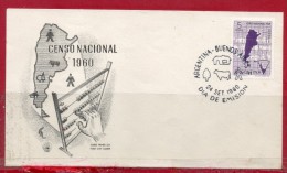 ARGENTINA 1960 DECORATED FDC (National Census, Geography, Maps, Antartic, Demography, Trees, Cows, Animals) - Brieven En Documenten