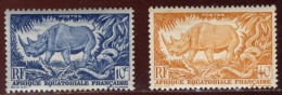 Afrique Equatoriale Francaise AEF A.E.F. - Neuf - Charnière Y&T 1947 N° 208 - 210 Rhinocéros 10c 40c - Nuevos