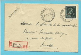 724T (-10%) Op Brief Aangetekend Met Stempel ERMETON-SUR-BIERT - 1946 -10 %
