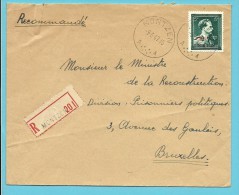 724T (-10%) Op Brief Aangetekend Met Stempel MONTZEN (Oostkantons) (cantons De L´Est) - 1946 -10%