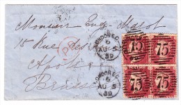 GB One Penny Rot Per 4 5.8.1859 London EC Nach Brussel PD Rot - Lettres & Documents