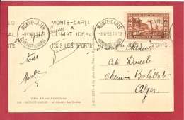 Y &T N° 120    MONTE CARLO Vers  ALGERIE    1933 2 SCANS - Storia Postale