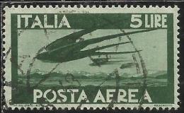 ITALIA REPUBBLICA ITALY REPUBLIC 1945 POSTA AEREA AIR MAIL DEMOCRATICA LIRE 5 USATO USED OBLITERE´ - Correo Aéreo