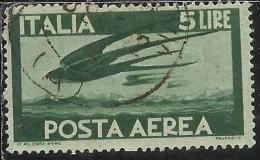 ITALIA REPUBBLICA ITALY REPUBLIC 1945 POSTA AEREA AIR MAIL DEMOCRATICA LIRE 5 USATO USED OBLITERE´ - Correo Aéreo