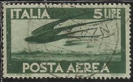 ITALIA REPUBBLICA ITALY REPUBLIC 1945 POSTA AEREA AIR MAIL DEMOCRATICA LIRE 5 USATO USED OBLITERE´ - Correo Aéreo