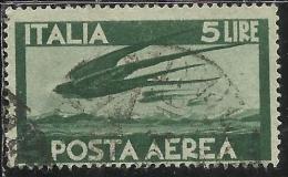 ITALIA REPUBBLICA ITALY REPUBLIC 1945 POSTA AEREA AIR MAIL DEMOCRATICA LIRE 5 USATO USED OBLITERE´ - Correo Aéreo