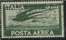 ITALIA REPUBBLICA ITALY REPUBLIC 1945 POSTA AEREA AIR MAIL DEMOCRATICA LIRE 5 USATO USED OBLITERE´ - Correo Aéreo