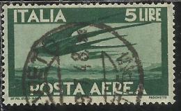 ITALIA REPUBBLICA ITALY REPUBLIC 1945 POSTA AEREA AIR MAIL DEMOCRATICA LIRE 5 RUOTA WHEEL USATO USED OBLITERE' - Correo Aéreo