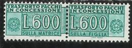 ITALIA REPUBBLICA ITALY REPUBLIC 1955 1981 PACCHI IN CONCESSIONE PARCEL POST STELLE STARS LIRE 600 MNH - Colis-concession