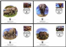 Mozambique Mocambique WWF W.W.F. Savannah Elephant 2002 FDC Set X4 Fauna - FDC