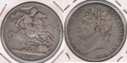 R.U. ENGLAND CROWN JORGE IIII 1821 PLATA SILVER Y - M. 1 Crown