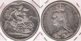 R.U. ENGLAND CROWN VICTORIA 1890 PLATA SILVER Y2 - M. 1 Crown