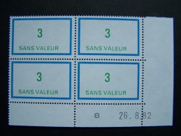 FICTIFS NEUF ** N°F216 SANS CHARNIERE (FICTIF F 216) COIN DATE DU 26.8.82 INDICE 1 - Phantomausgaben