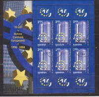 2008 -  Roemenie 2008 10th Anniv. European Central Bank  YV= 5302 Scheet - Usado