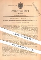 Original Patent -Sebastian Wolf In Wangen I. Allg. ,1886, Herstellung Bleichfähiger Zellulosefasern Aus Holz , Zellulose - Wangen I. Allg.