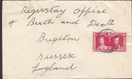 New Zealand 1937 Cover Brief BRIGHTON Sussex England 1d. GVI. Coronation Stamp (2 Scans) - Brieven En Documenten