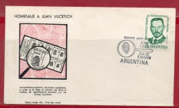 ARGENTINA 1962 DECORATED FDC (Personalities, Juan Vucetich, Fingerprinting, Magnifying Glass, Security, Detective) - Brieven En Documenten