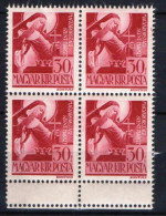Hungary 1944. Saint Margaret Stamp In 4-blocks With ERROR (2 Stamps With Doublee Perforation MNH (**) - Plaatfouten En Curiosa
