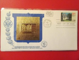 1986 USA - Scott # 2167 - Arkansas Statehood 150th Anniv. - Gold Replica FDC - 1981-1990