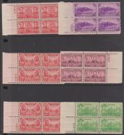 USA -  Group Of Mainly 1930's Blocks Of Four, Includes A Couple Plate Numbers. Two Or 3 Are Hinged, Remainder Fresh MNH - Numéros De Planches