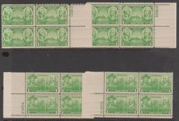 USA - 1937 Army, Navy Four Different Positional Plate Number Blocks Of Four. MNH ** - Plate Blocks & Sheetlets