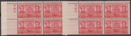 USA - 1937 Two Different 2c Navy Plate Number Blocks Of Four. Scott 792. MNH ** - Numero Di Lastre