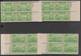 USA - 1937 Four  Different 1c Army  Positional Plate Number Blocks Of Four. Scott 785. MNH ** - Numero Di Lastre