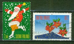 Père Noel - FINLANDE - Fleur, Flore - Poinsetia - N° 1283-1284 - 1995 - Oblitérés