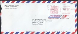 USA Columbus Airmail Cover With Franking Machine Meter Mark Postal History Cover Sent To Pakistan. - 2001-10