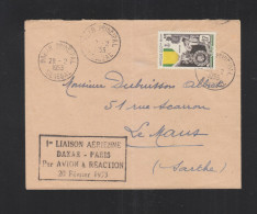 AOF Lettre 1953 1. Liaison Aerienne Dakar-Paris Par Avion A Reaction - Briefe U. Dokumente
