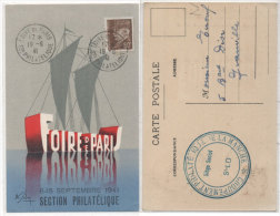Foire De Paris 1941 - Cachet Spécial De La Foire De Paris - Section Philatélique + Cachet Philatélie De St Lo  (80350) - Folon
