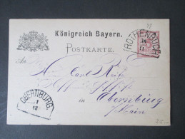 AD Bayern. Ganzsache. Halbkreisstempel Rothenbuch Und Obernburg. Schöne Karte!! - Postal  Stationery
