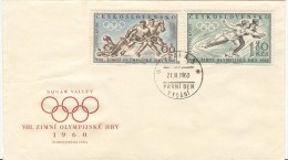 CZECHOSLOVAKIA First Day Cover With Set With First Day Cancel With A In Cancel - Hiver 1960: Squaw Valley