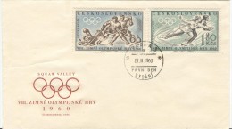 CZECHOSLOVAKIA First Day Cover With Set With First Day Cancel With A In Cancel - Invierno 1960: Squaw Valley