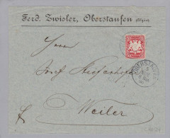 Heimat DE BAY Oberstaufen 1886-11-05 F.Zwisler Brief > Weiler - Storia Postale