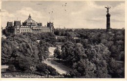 Berlin Tiergarten - S/w Reichstagsgebäude Und Siegessäule - Dierentuin