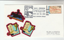 1993 VALE USA OREGON TRAIL  ANNIV Wagon EVENT COVER Horse Label Stamps - Cartas & Documentos