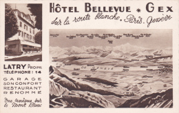 CPSM Dentelée (01)  GEX Hôtel Bellevue Propriétaire LATRY Carte Publicitaire - Gex