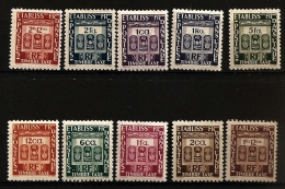Inde Française 1948 N° Taxes 19 / 28 ** Fleur, Feuille, Agriculture, Erable, Cosse, Pois, Graine, Légume - Neufs