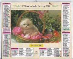 Calendrier Des Postes 1994 69 RHONE - Tamaño Grande : 1991-00